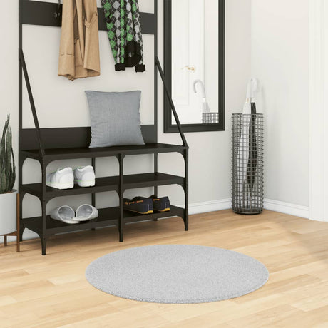 Vidaxl tapis huarte poils courts doux lavable ø 80 cm gris