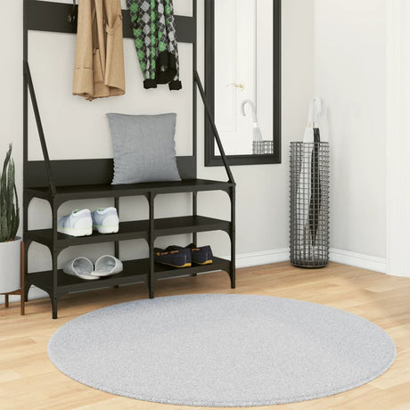 Vidaxl tapis huarte poils courts doux lavable ø 120 cm gris