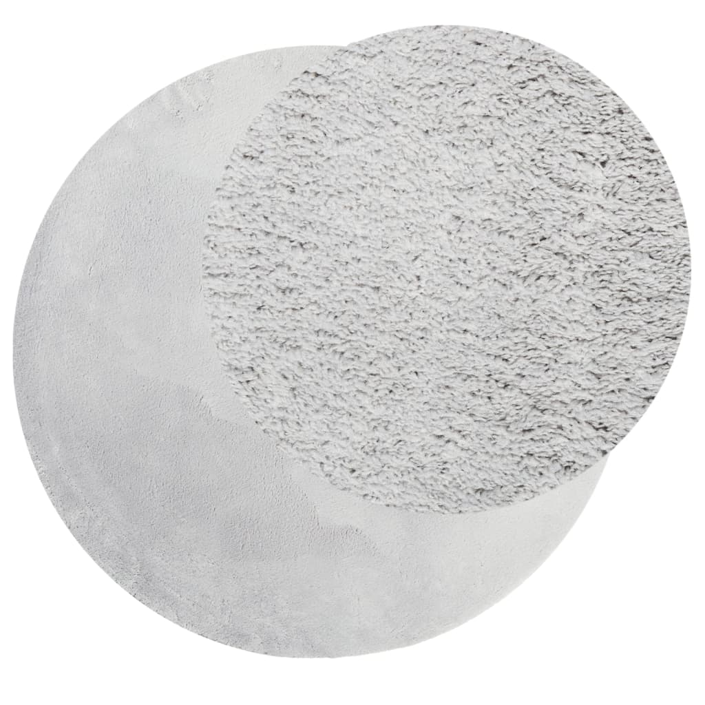 Vidaxl tapis huarte poils courts doux lavable ø 160 cm gris