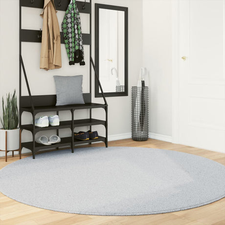 Vidaxl tapis huarte poils courts doux lavable ø 200 cm gris