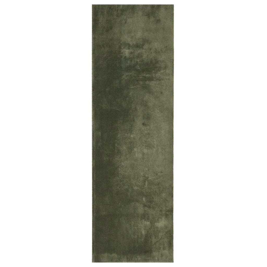 VidaXL tapis huarte poils courts doux lavable 80x250 cm vert forêt