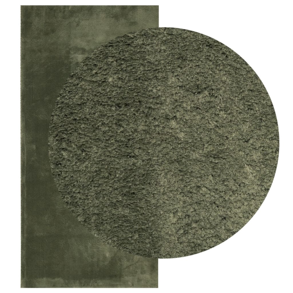 VidaXL tapis huarte poils courts doux lavable 100x200 cm vert forêt