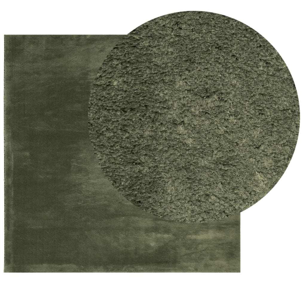 VidaXL tapis huarte poils courts doux lavable 120x120 cm vert forêt