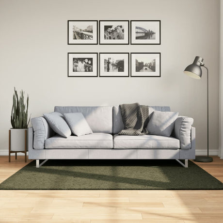 VidaXL tapis huarte poils courts doux lavable 120x170 cm vert forêt