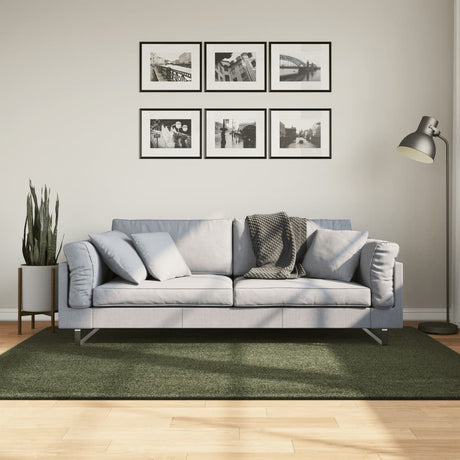 VidaXL tapis huarte poils courts doux lavable 140x200 cm vert forêt