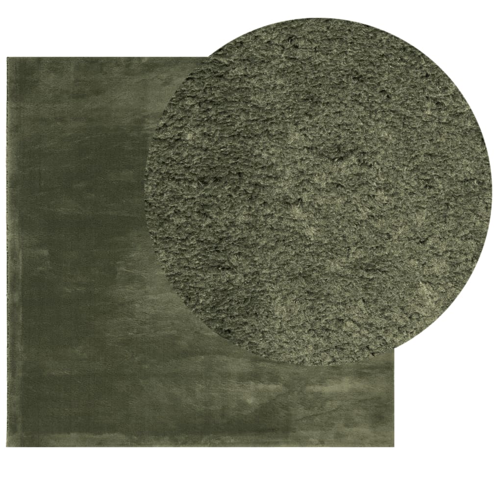 VidaXL tapis huarte poils courts doux lavable 160x160 cm vert forêt