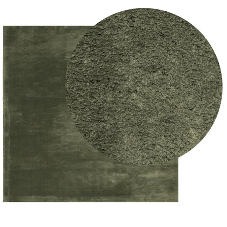 VidaXL tapis huarte poils courts doux lavable 160x160 cm vert forêt