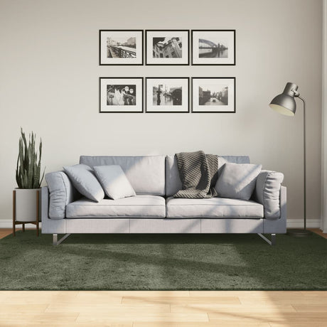VidaXL Tapis HUARTE poils courts doux lavable 160x230 cm vert forêt