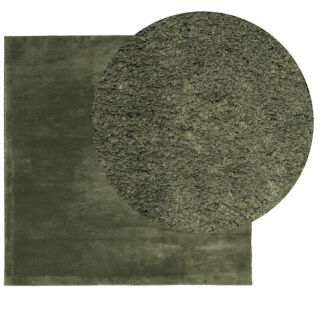 VidaXL tapis huarte poils courts doux lavable 200x200 cm vert forêt