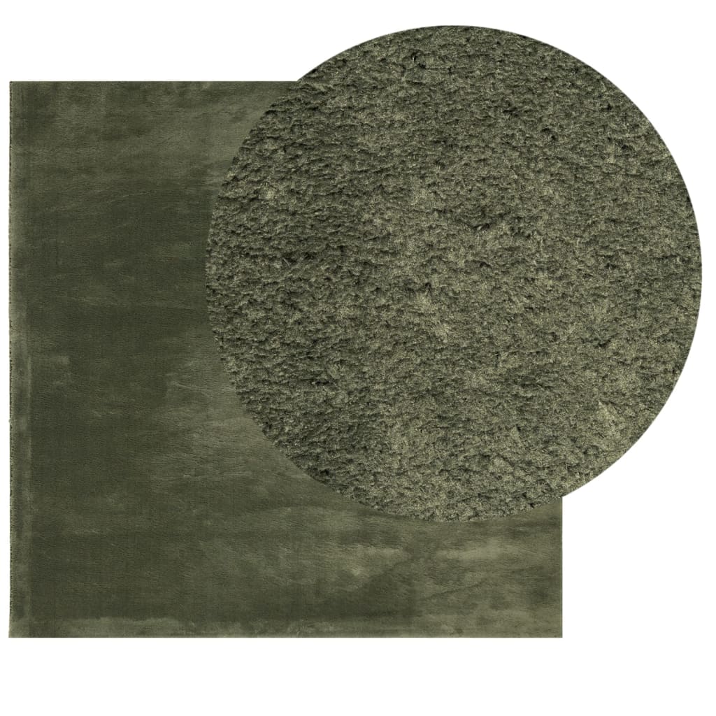VidaXL tapis huarte poils courts doux lavable 240x240 cm vert forêt