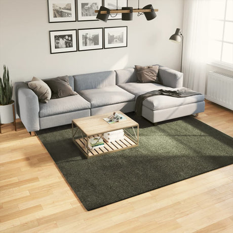 VidaXL tapis huarte poils courts doux lavable 240x240 cm vert forêt