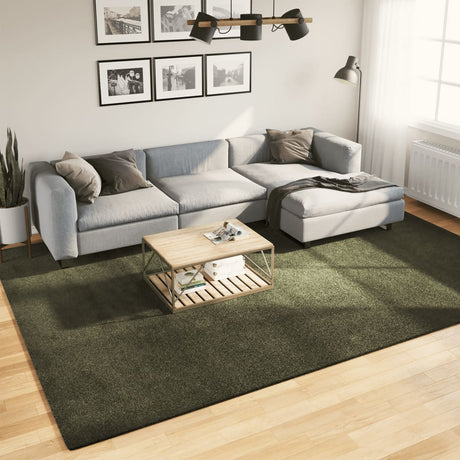 VidaXL tapis huarte poils courts doux lavable 240x340 cm vert forêt