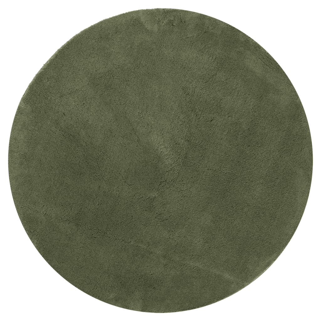 Vidaxl tapis huarte poils courts doux lavable ø 100 cm vert forêt