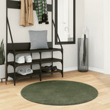Vidaxl tapis huarte poils courts doux lavable ø 100 cm vert forêt