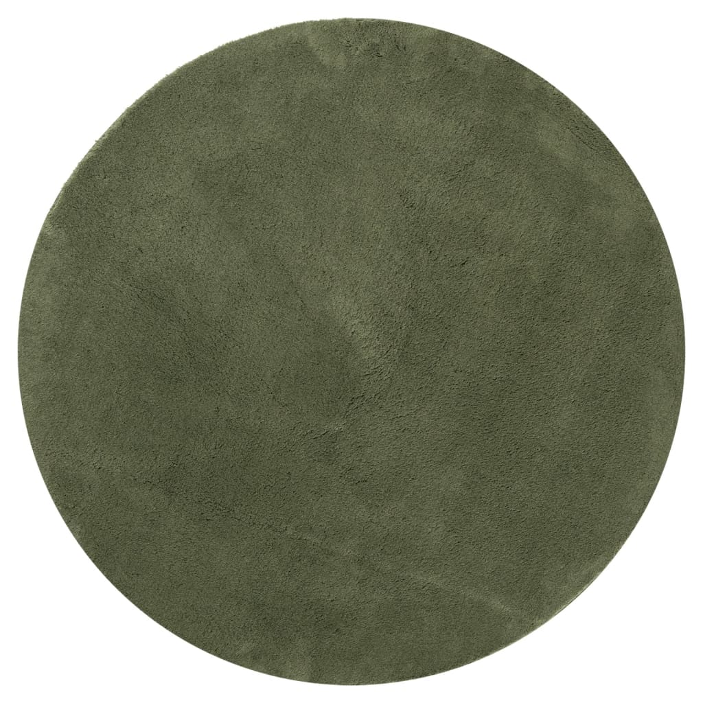 Vidaxl tapis huarte poils courts doux lavable ø 120 cm vert forêt