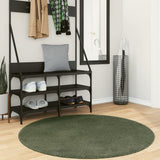 Vidaxl tapis huarte poils courts doux lavable ø 120 cm vert forêt