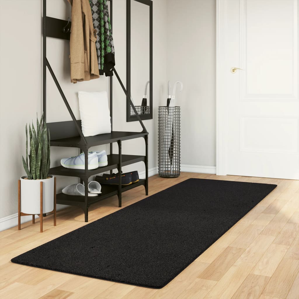 Vidaxx tapis huarte poils courts doux lavable 80x250 cm noir