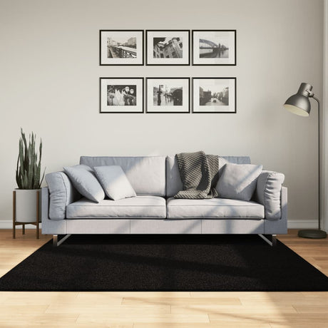Vidaxx tapis huarte poils courts doux lavable 160x160 cm noir