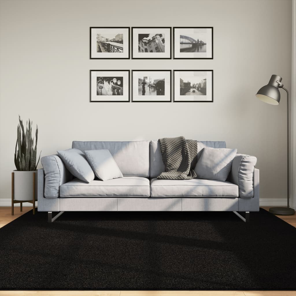 Vidaxx tapis huarte poils courts doux lavable 200x200 cm noir