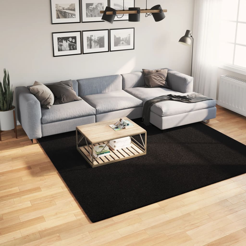 Vidaxx tapis huarte poils courts doux lavable 240x240 cm noir