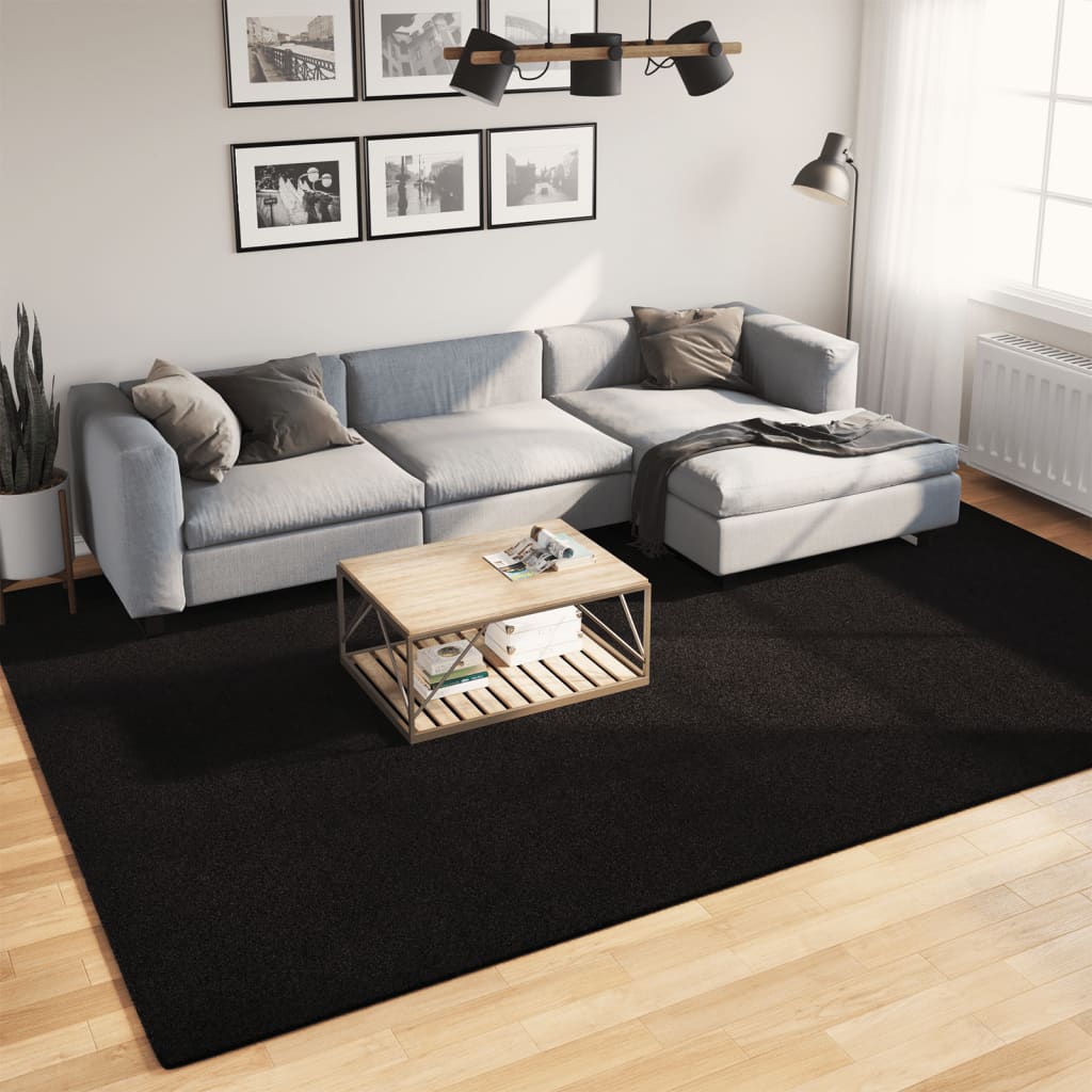 Vidaxx tapis huarte poils courts doux lavable 240x340 cm noir