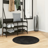 Vidaxl tapis huarte poils courts doux lavable ø 80 cm noir