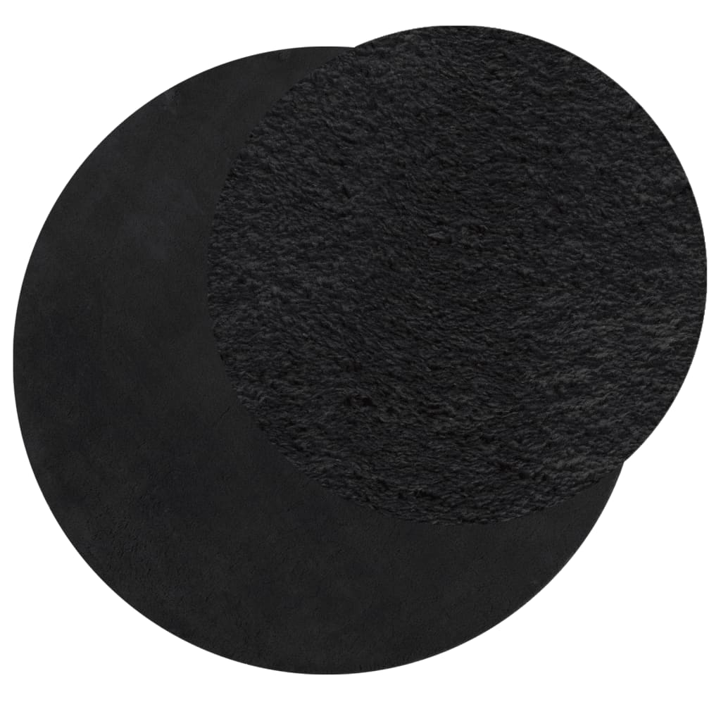 Vidaxl tapis huarte poils courts doux lavable ø 120 cm noir