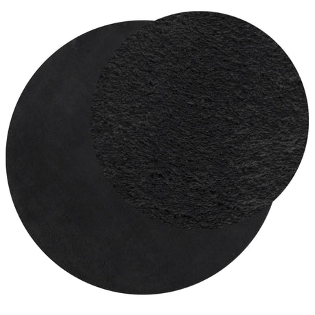 Vidaxl tapis huarte poils courts doux lavable ø 200 cm noir