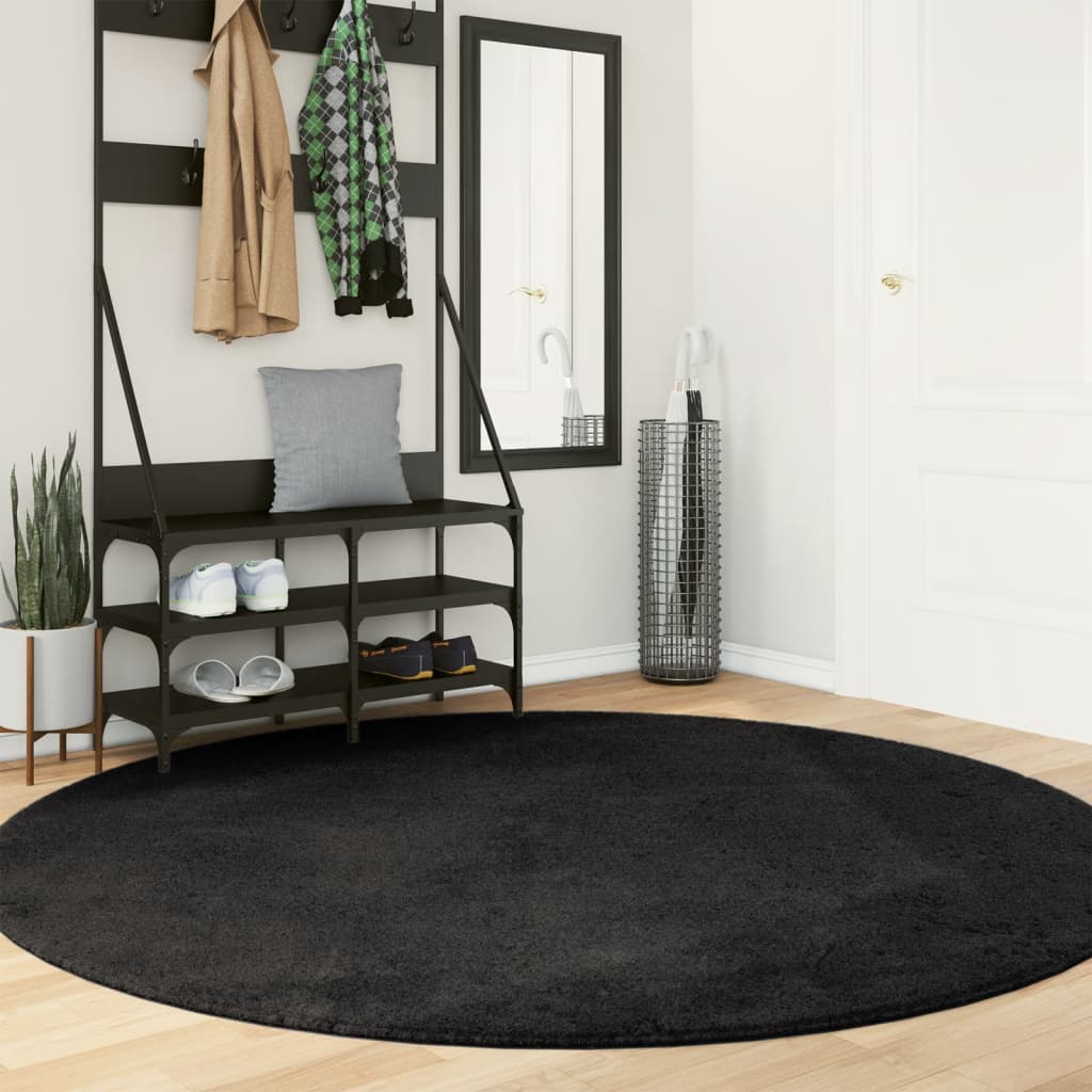 Vidaxl Rug Huarte Low -Pole Sollabile morbido Ø 200 cm nero