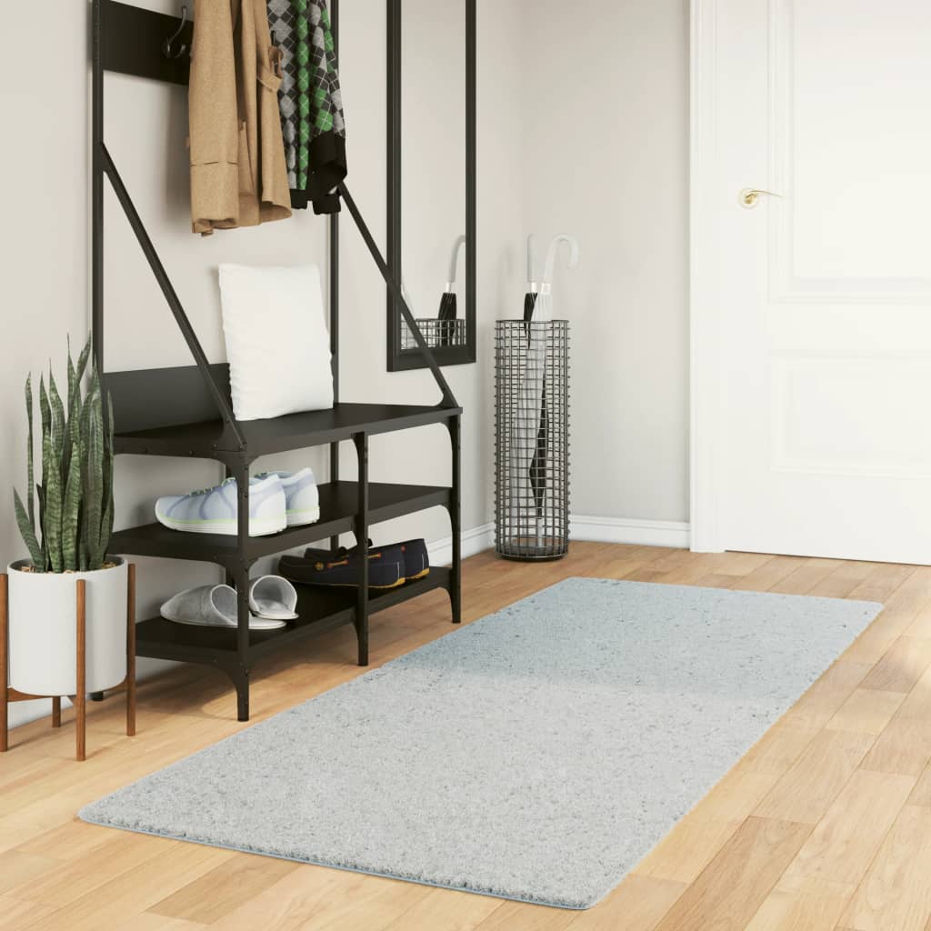 VidaXL tapis huarte poils courts doux lavable 80x200 cm bleu