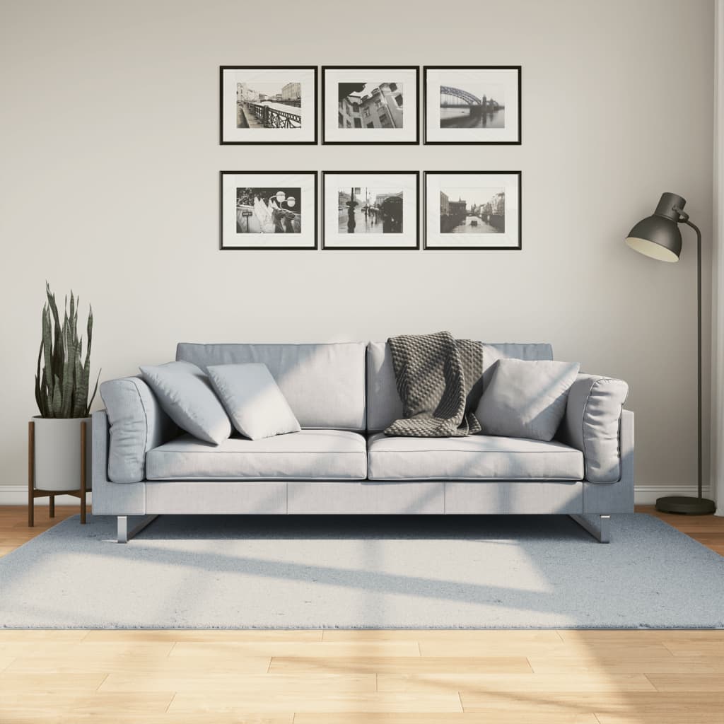 VidaXL tapis huarte poils courts doux lavable 140x200 cm bleu