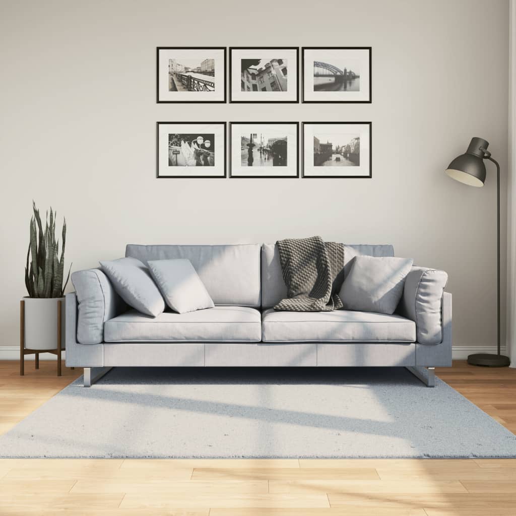 VidaXL tapis huarte poils courts doux lavable 160x160 cm bleu