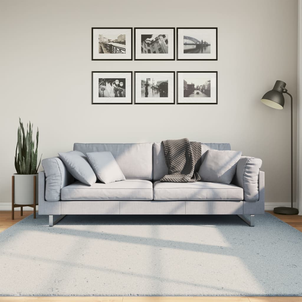 VidaXL tapis huarte poils courts doux lavable 200x200 cm bleu