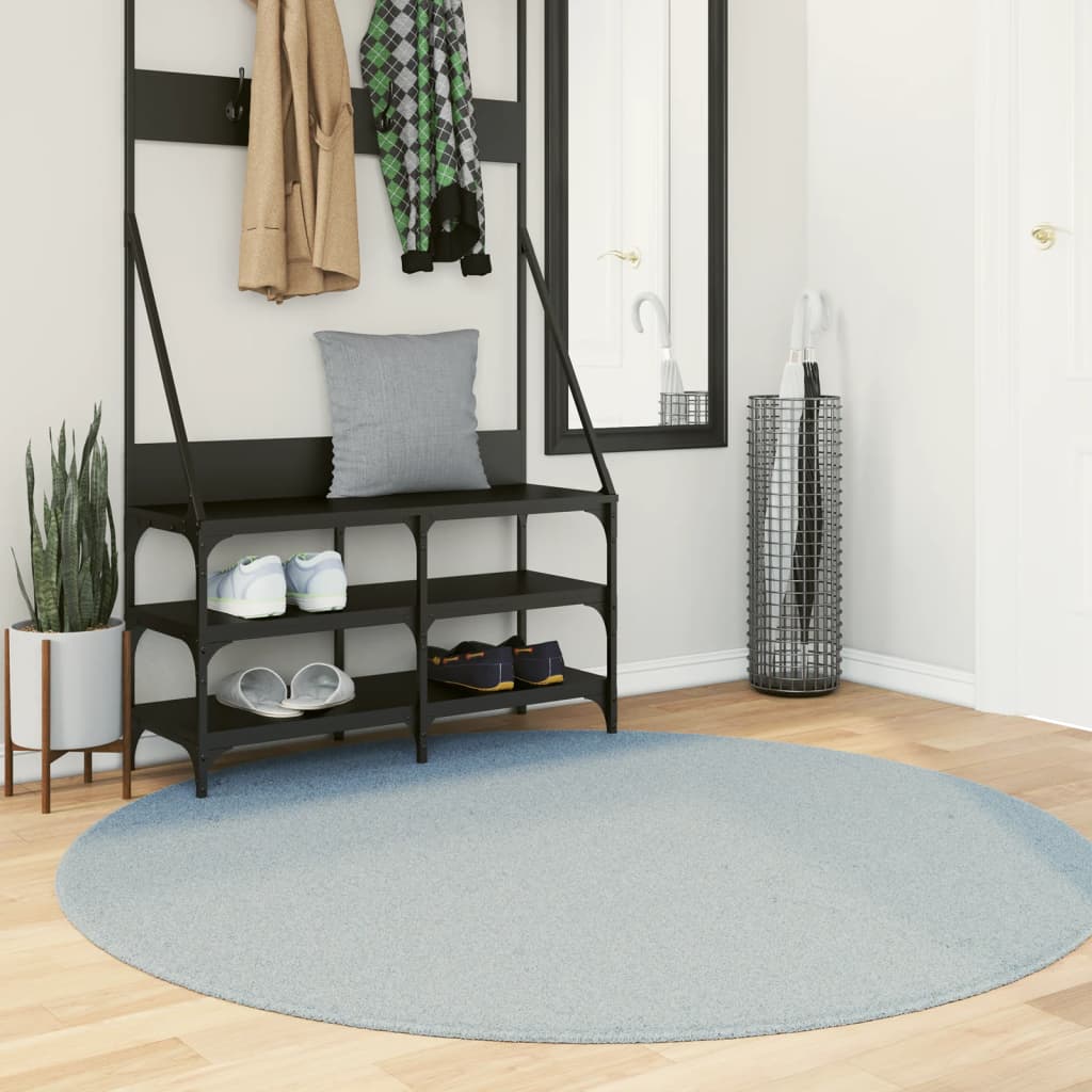 Vidaxl tapis huarte poils courts doux lavable ø 160 cm bleu