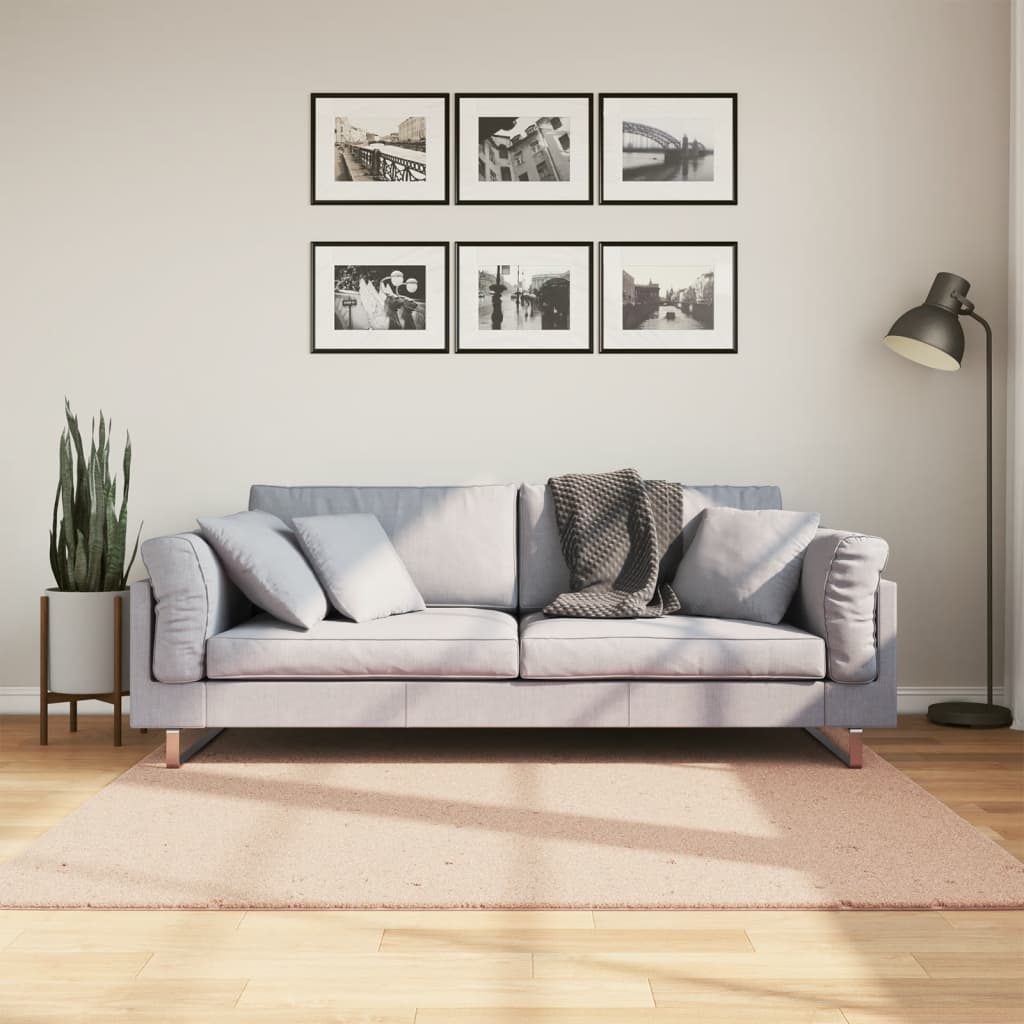 VidaXL tapis huarte poils courts doux lavable 160x160 cm rose