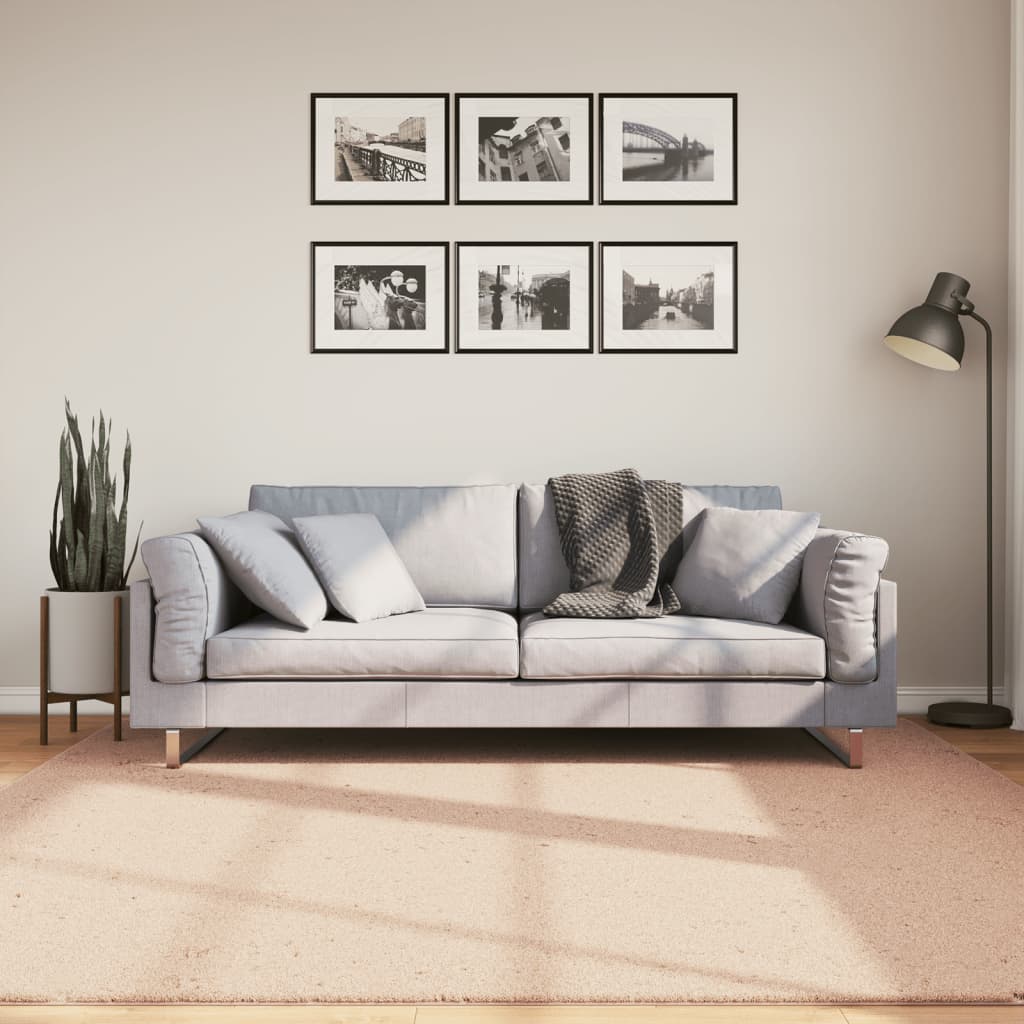 VidaXL tapis huarte poils courts doux lavable 200x200 cm rose