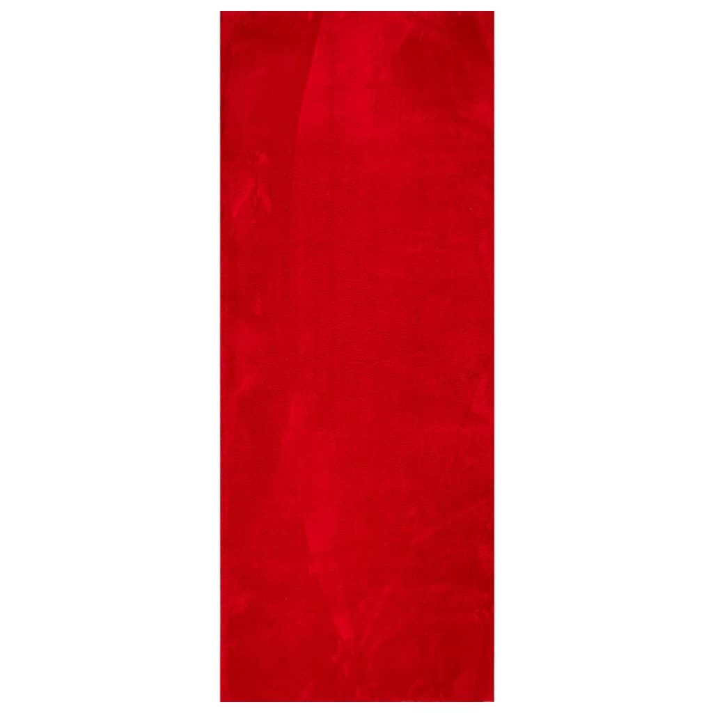 RUG VIDAXL HUARTE bajo -Pile suave lavable 80x200 cm rojo