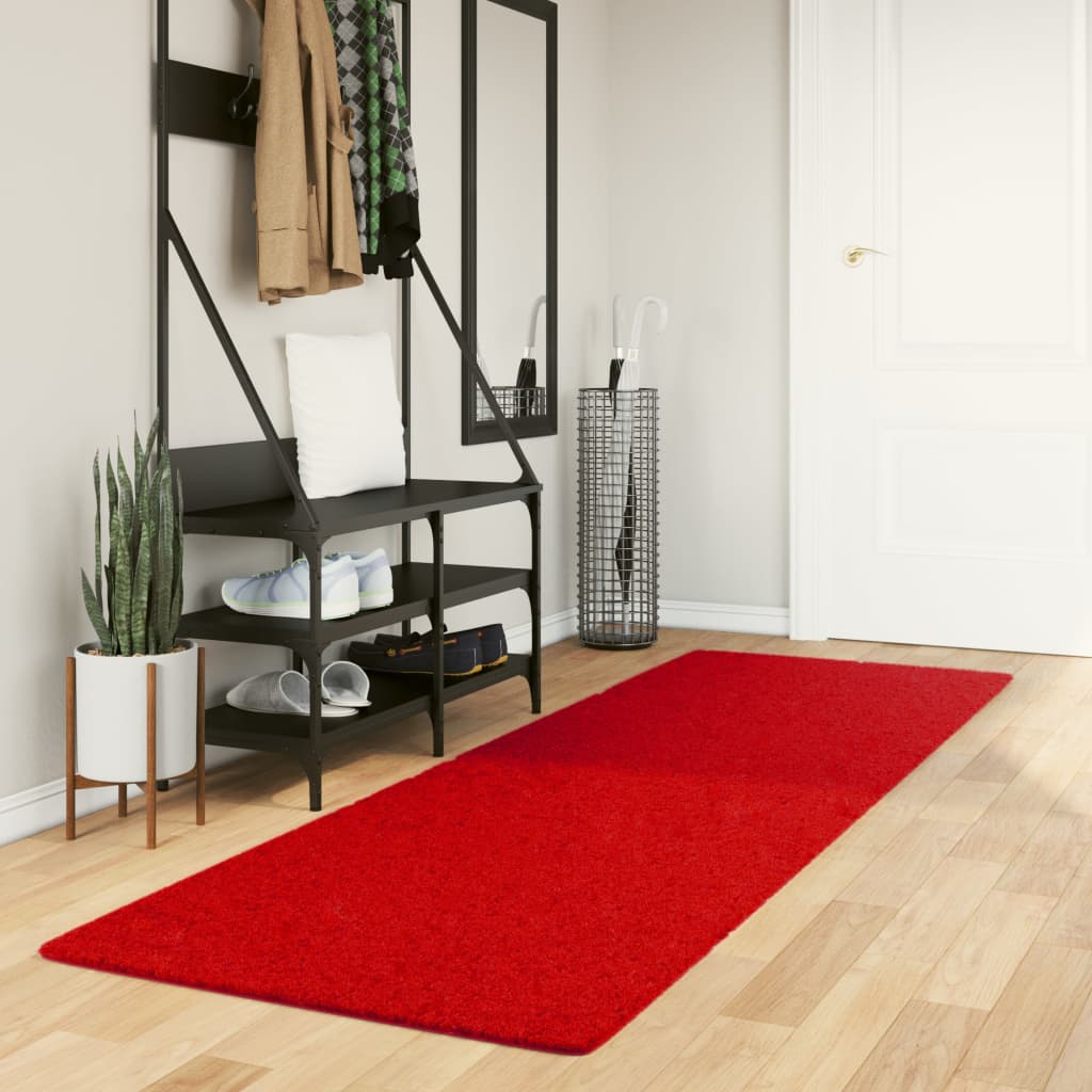 RUG VIDAXL HUARTE bajo Pola baja lavable 80x250 cm rojo