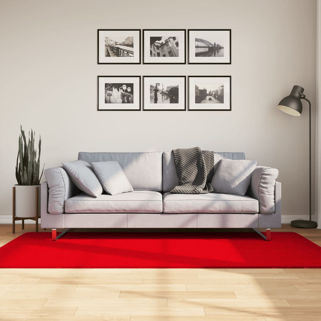 VidaXL tapis huarte poils courts doux lavable 100x200 cm rouge