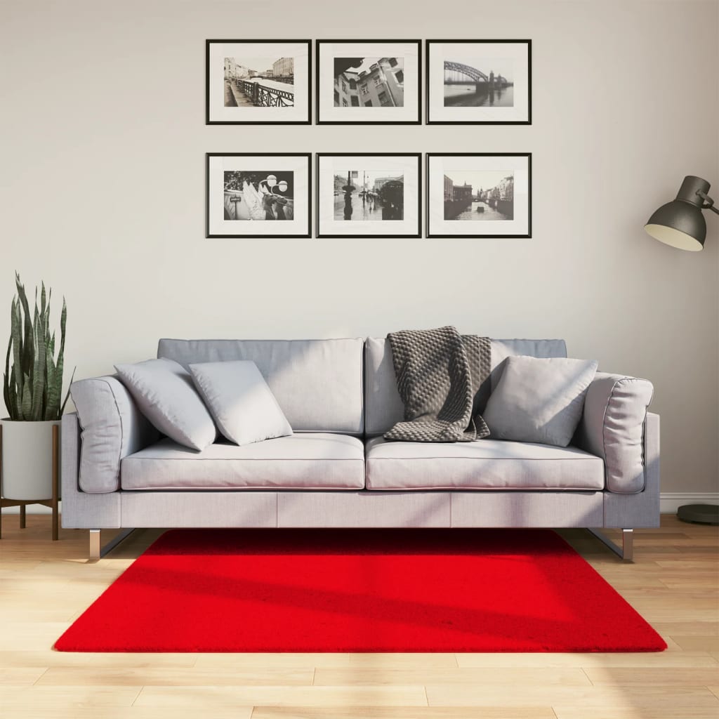 VidaXL tapis huarte poils courts doux lavable 120x120 cm rouge