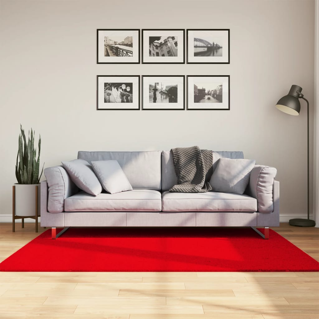 VidaXL tapis huarte poils courts doux lavable 120x170 cm rouge