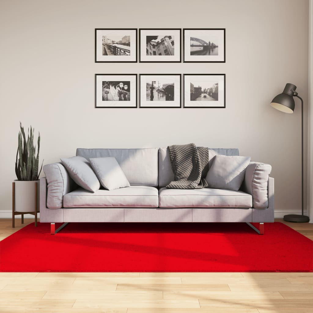 Vidaxl RUG HUARTE BAJA POLA Softable lavable de 140x200 cm rojo