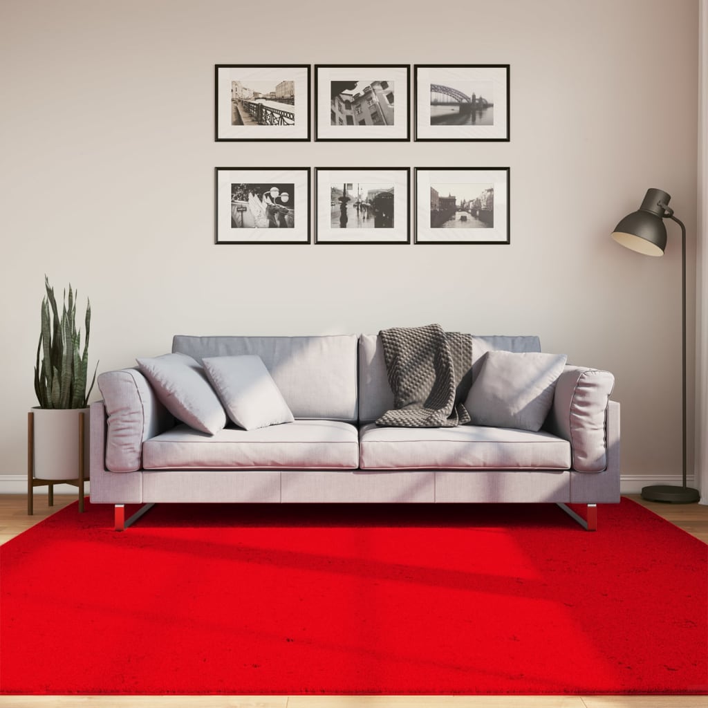 VidaXL tapis huarte poils courts doux lavable 200x200 cm rouge