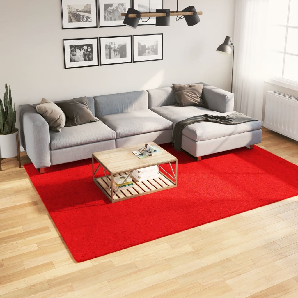 VidaXL tapis huarte poils courts doux lavable 200x280 cm rouge