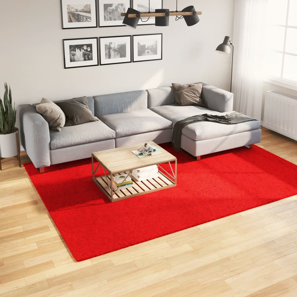 Vidaxl Rug Huarte Low -Pole Myk vaskbar 200x280 cm rød