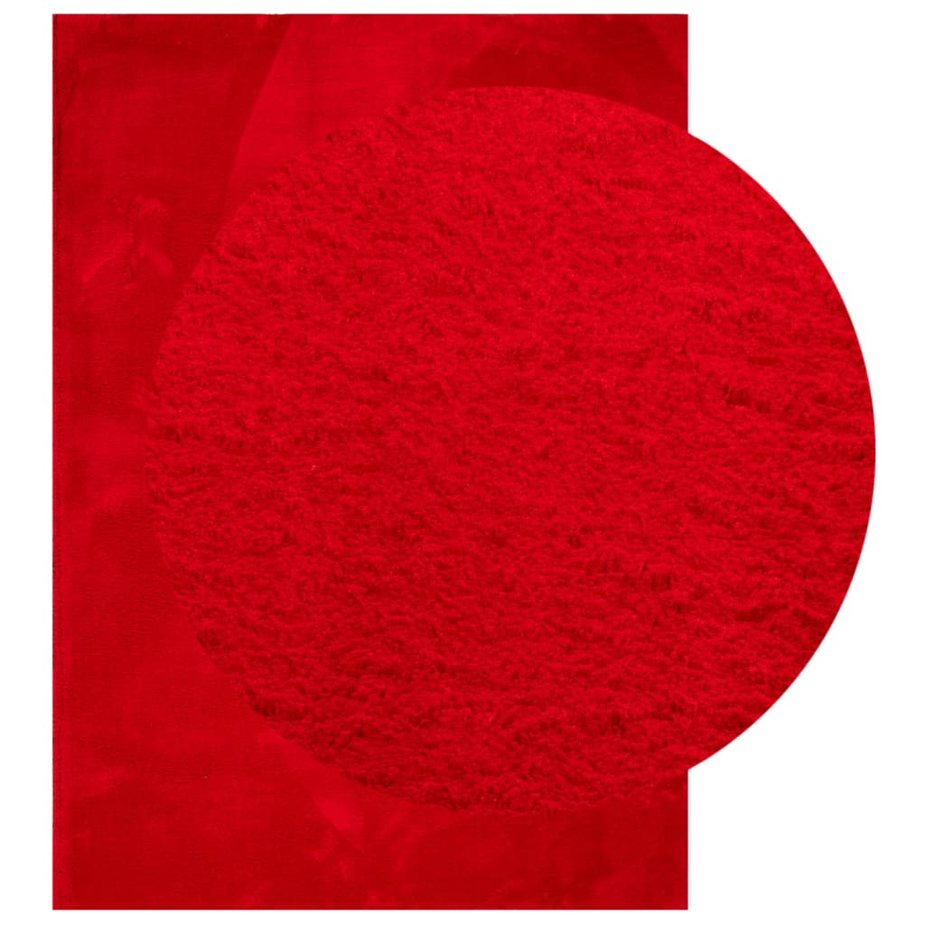 VidaXL tapis huarte poils courts doux lavable 240x340 cm rouge