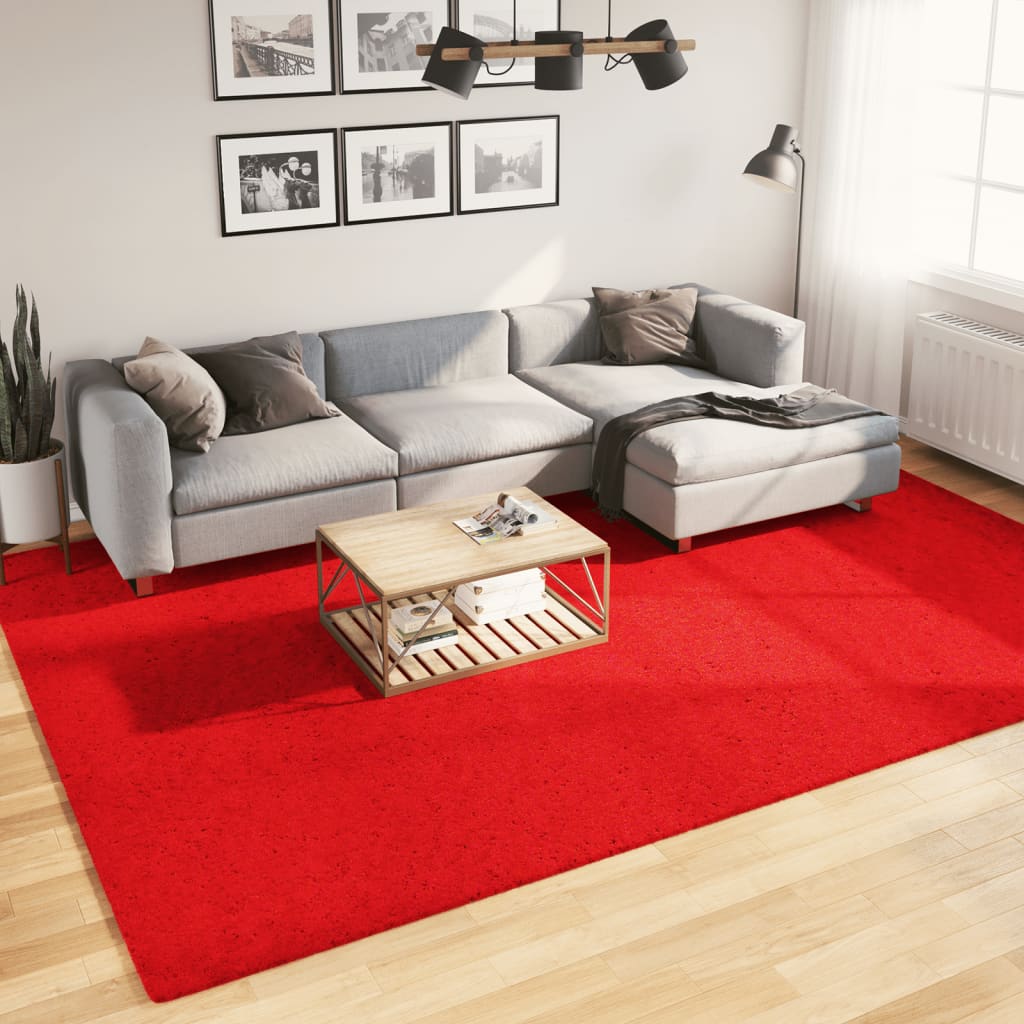 VidaXL tapis huarte poils courts doux lavable 240x340 cm rouge