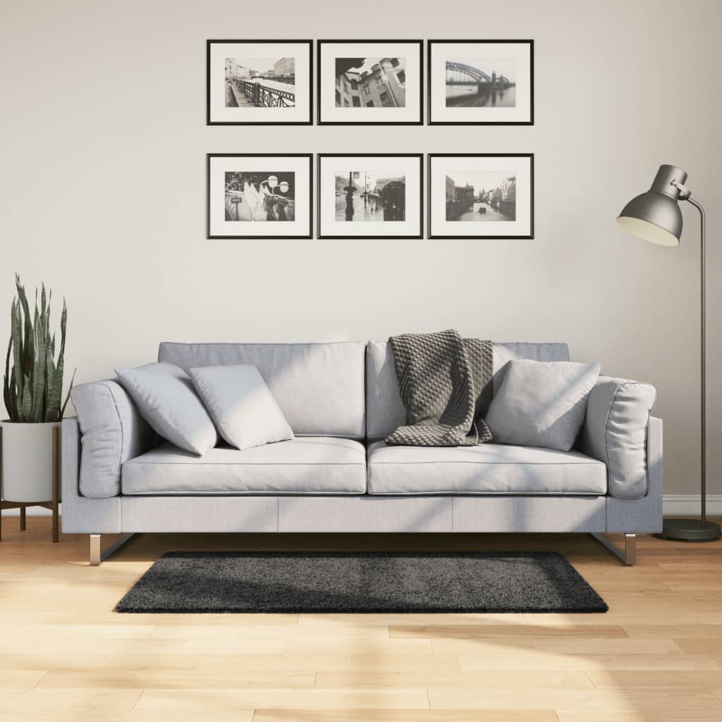 VidaXL tapis pamplona shaggy poils longs moderne 60x110 cm anthracite