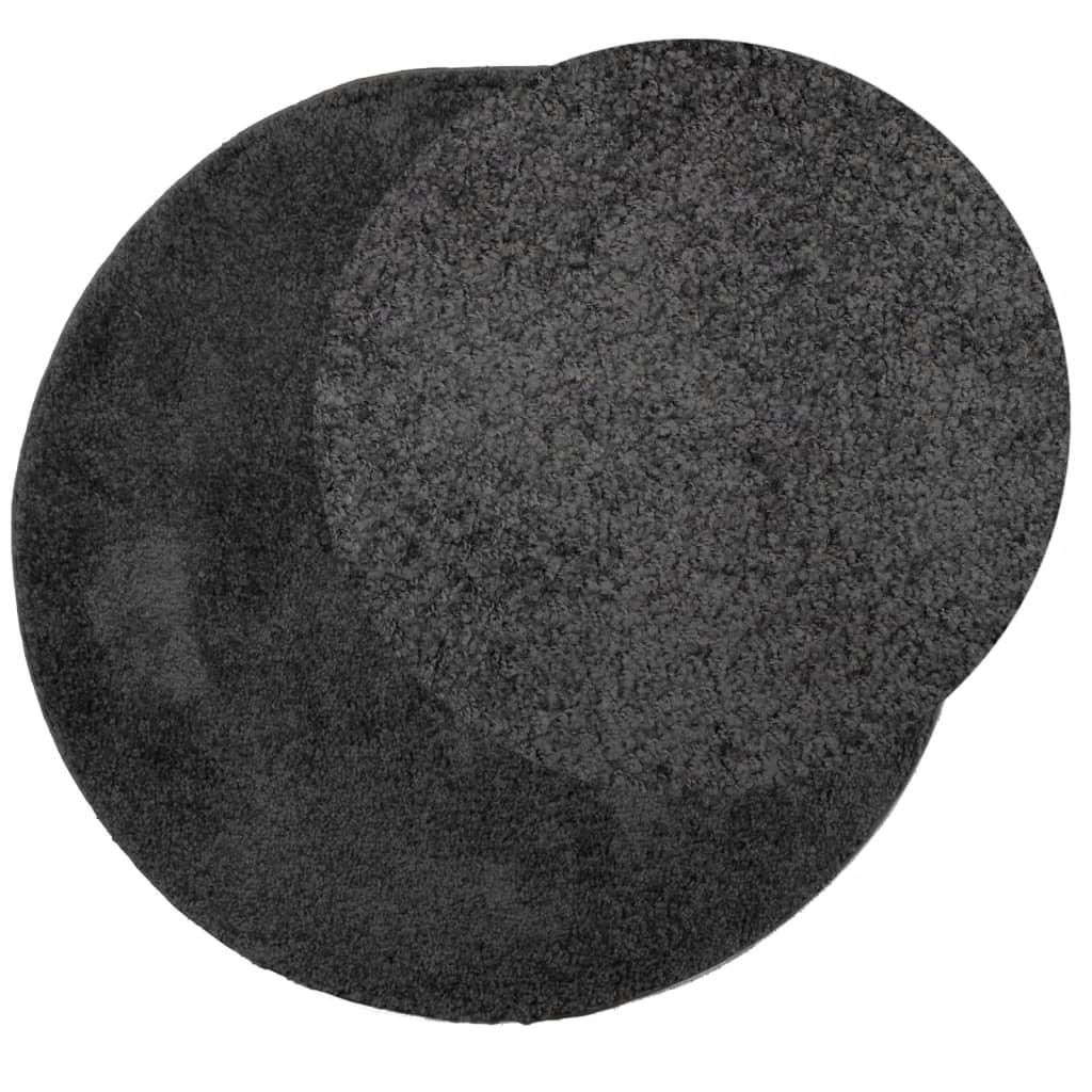 Vidaxl tapis pamplona shaggy poils longs moderne ø 80 cm anthracite