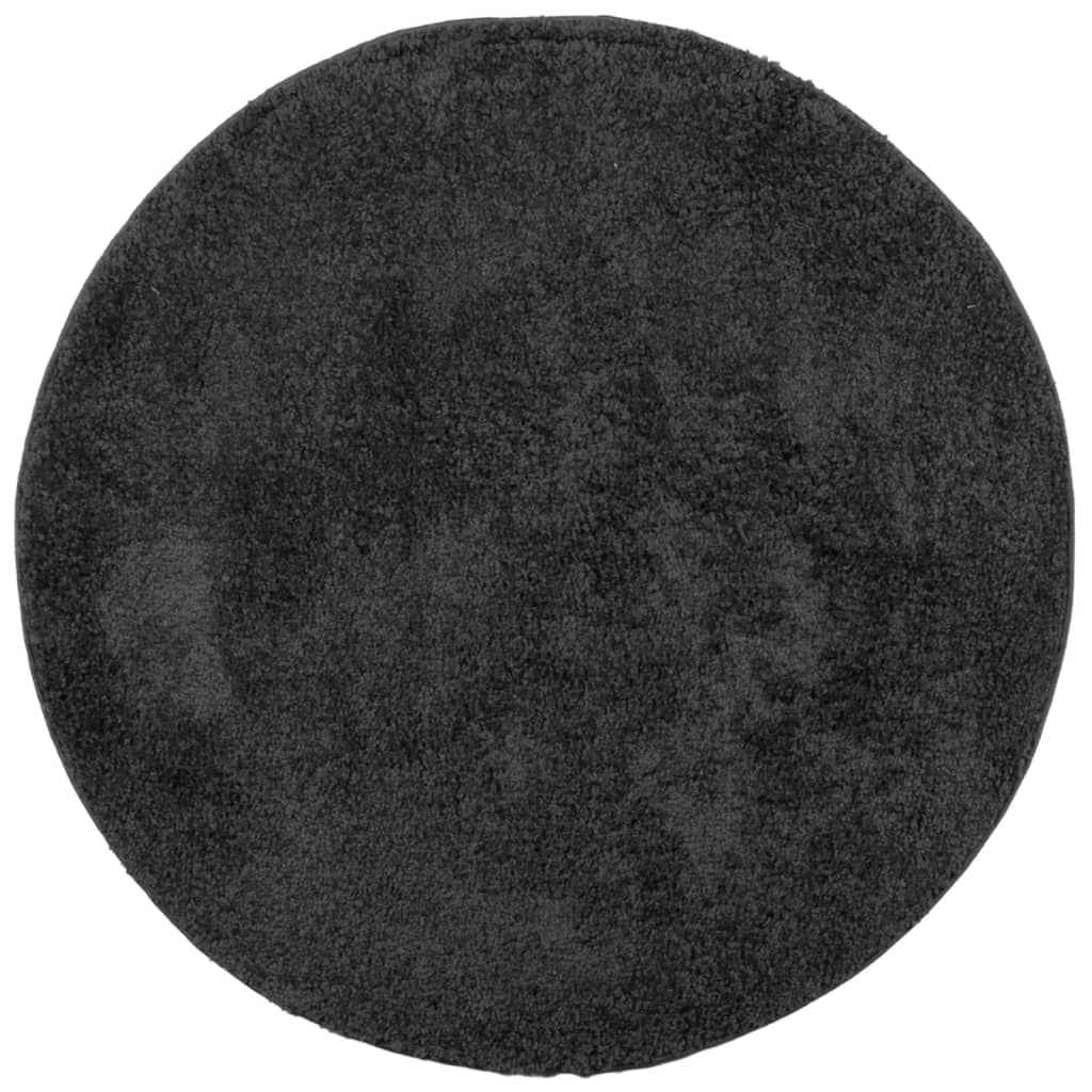 Vidaxl tapis pamplona shaggy poils longs moderne ø 100 cm anthracite